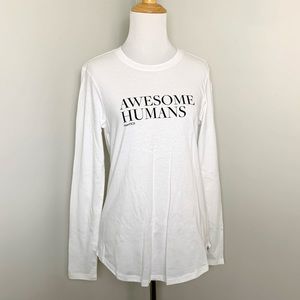 Figs XS White Long Sleeve Awesome Humans T-Shirt